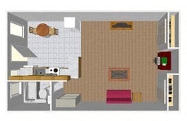 Floor plan for studio, 1 bath, 560 sqft